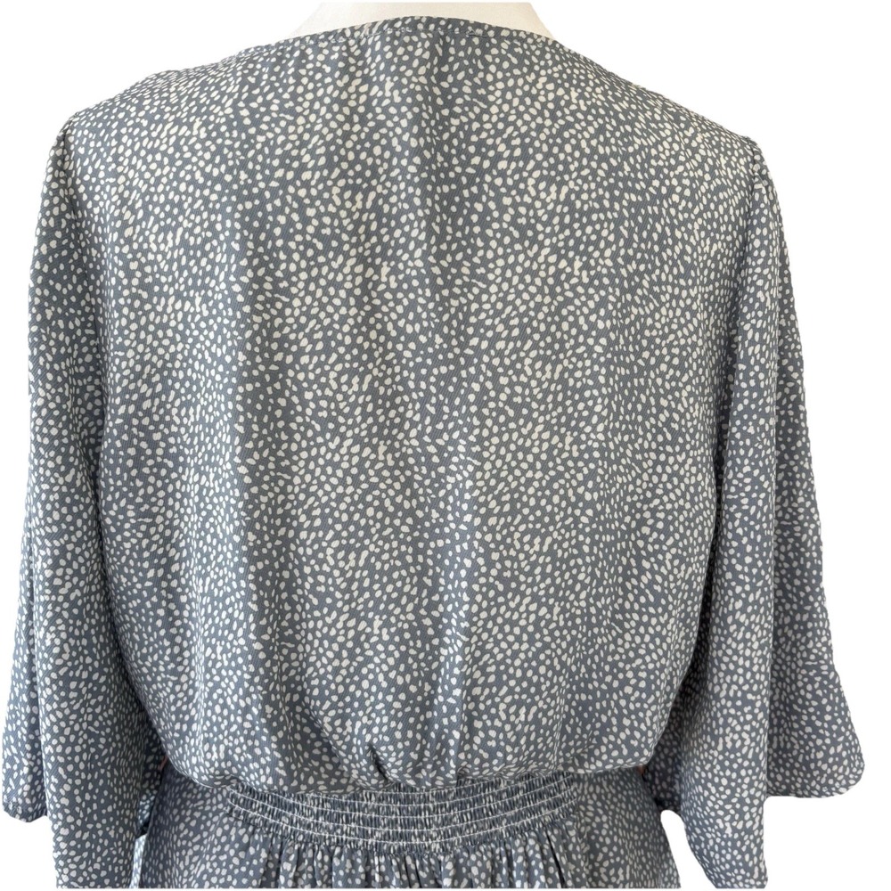 Promesa Smocked Dress Women's M Muted Blue White Dots Flowy Prairie Romantic - Picture 6 of 9